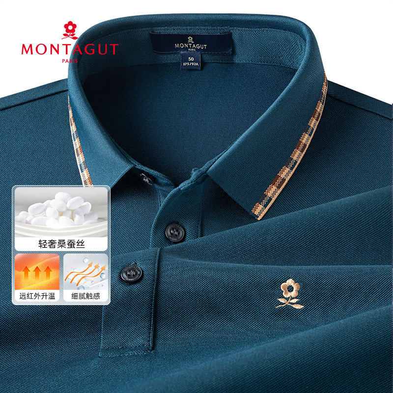 梦特娇长袖polo衫商务休闲秋季