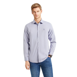 [高支纯棉/DP成衣免烫]梦特娇春季男长袖衬衫长绒棉商务衬衣抗皱J