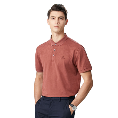 梦特娇轻奢桑蚕丝提花polo衫透气