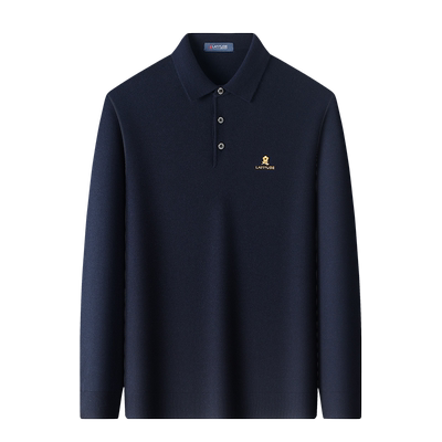 梦特娇纯色羊毛桑蚕丝针织Polo衫