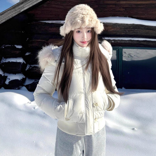 秋冬女加厚羊羔毛羽绒棉服