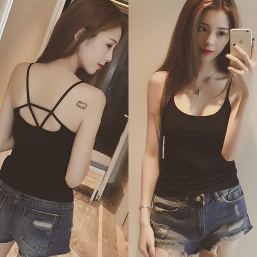 网红西装吊带背心女大码胖mm美背