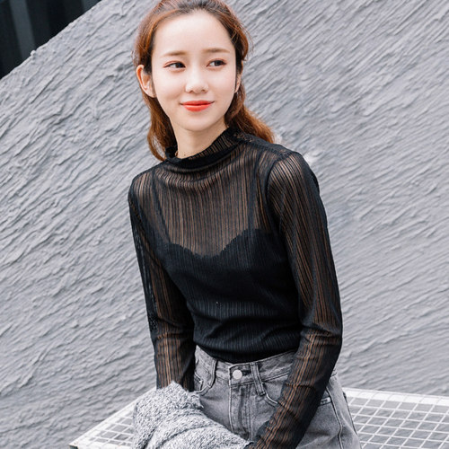秋冬女洋气小衫内搭上衣蕾丝