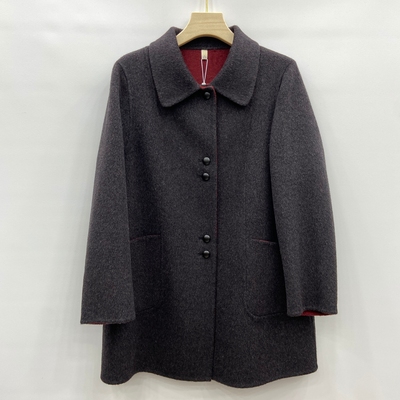 886高端双面呢羊绒大衣女士中长款宽松翻领羊毛呢外套时尚秋冬款