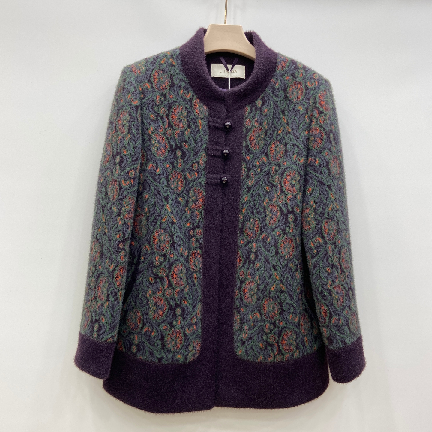 品牌秋冬奶奶装保暖毛呢大衣厚外套立领开衫盘口宽松中老年妈妈装