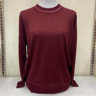 上衣 蕾丝圆领长袖 328望羽妈妈装 天丝莱赛尔针织T恤女中老年打底衫