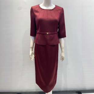 敬酒晚装 高贵优雅喜妈妈装 婚庆礼服连衣裙假两件气质喜婆婆婚宴装