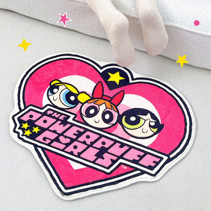 正版ppg飞天小女警心形地防滑卡通可爱卧室客厅软装