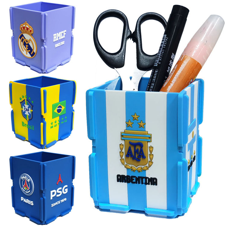 足球皇马巴萨AC米兰阿根廷世界杯球迷用品学生学习摆件文具笔筒