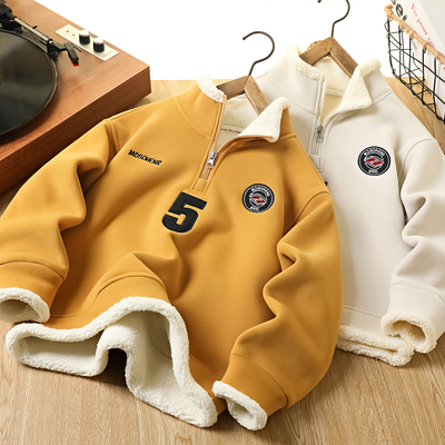 超好看男童加绒加厚卫衣半高领韩