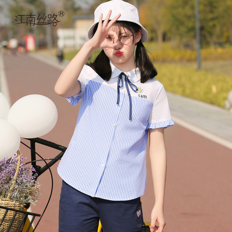 少女短袖襯衫新款初中生夏裝學院風高中生甜美襯衣學生上衣女在類目 女裝/女士精品, 襯衫中 - 來自Buy2taobao.com提供專業的淘寶代購服務