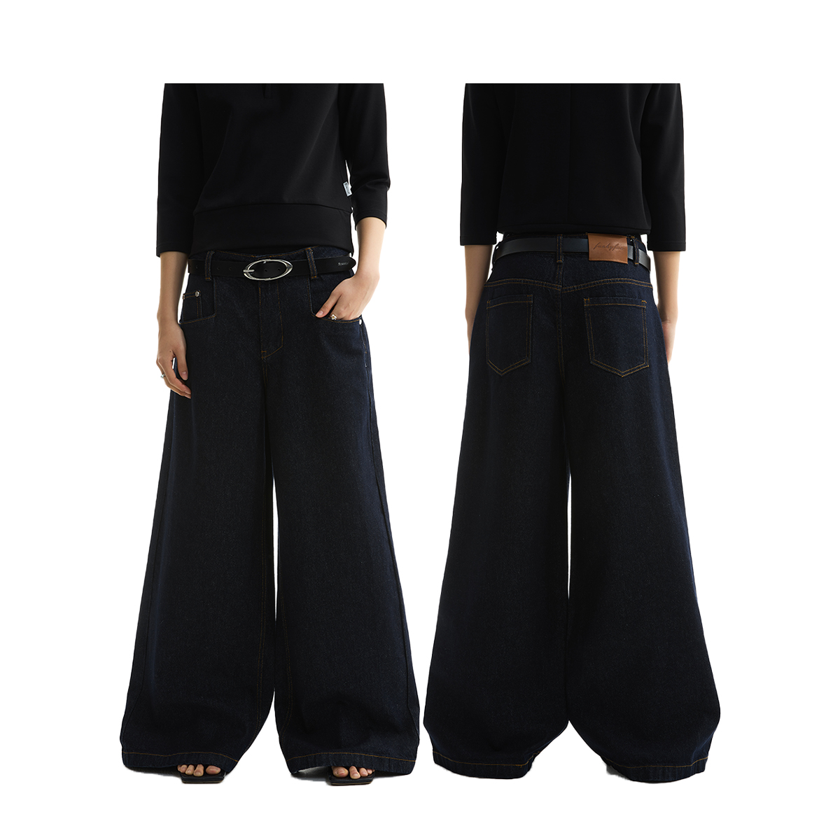 FUNKYFUN 2025SS 明线缝线宽松直筒阔挺原色牛仔裤长裤