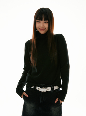 FUNKYFUN 2023AW 舒软贴身银狐绒复合加绒纯色高领上衣打底T恤