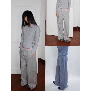 宽松阔腿侧缝别针印花太空棉休闲卫裤 FUNKYFUN 2025AW