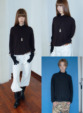 FUNKYFUN 磨毛柔软亲肤保暖宽松休闲小高领纯色打底T恤