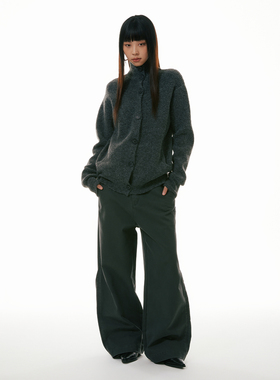 FUNKYFUN原创设计纯色立领纽扣开衫毛衣外套休闲慵懒针织外套男女