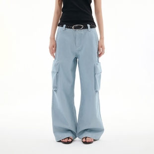 休闲裤 FUNKYFUN 裤 纯色立体大口袋洗水做旧直筒宽松工装 2025SS