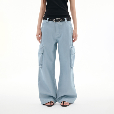 FUNKYFUN 2025SS 纯色立体大口袋洗水做旧直筒宽松工装裤休闲裤