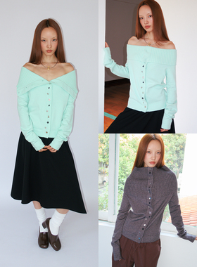 FUNKYFUN 纽扣装饰排列可两穿开衫针织毛衣外套