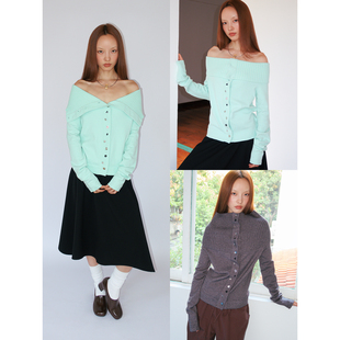 针织毛衣外套 饰排列可两穿开衫 FUNKYFUN 纽扣装