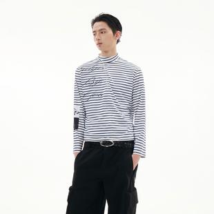 图像标语定位印花条纹套头拉链宽松防晒长t罩衫 FUNKYFUN 2025SS