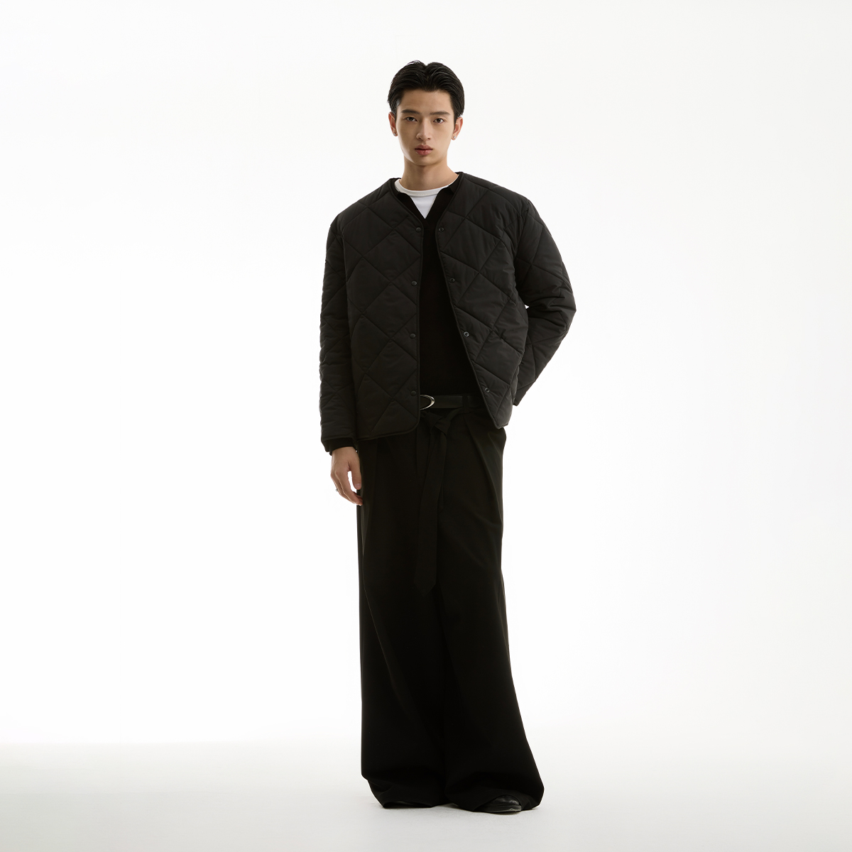 FUNKYFUN菱形格缝线裥棉内胆棉服
