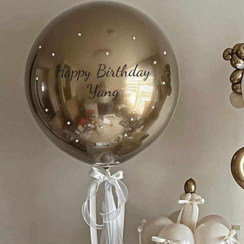 金属色生日珍珠蛋糕气球ins周岁百天宴氛围布置派对装饰拍照道具