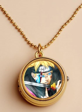 动漫火影忍者怀表卡卡西项链表手表挂件写轮眼木叶鸣人万花筒动漫