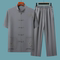 MIDDLE-AGED AND ELDERLY TANG COSTUME MENS SHORT-SLEEVED SUIT DADS SUMMER CLOTHES CHINESE STYLE ICE SILK GRANDPA SUMMER OLD PEOPLES CLOTHES THIN STYLE