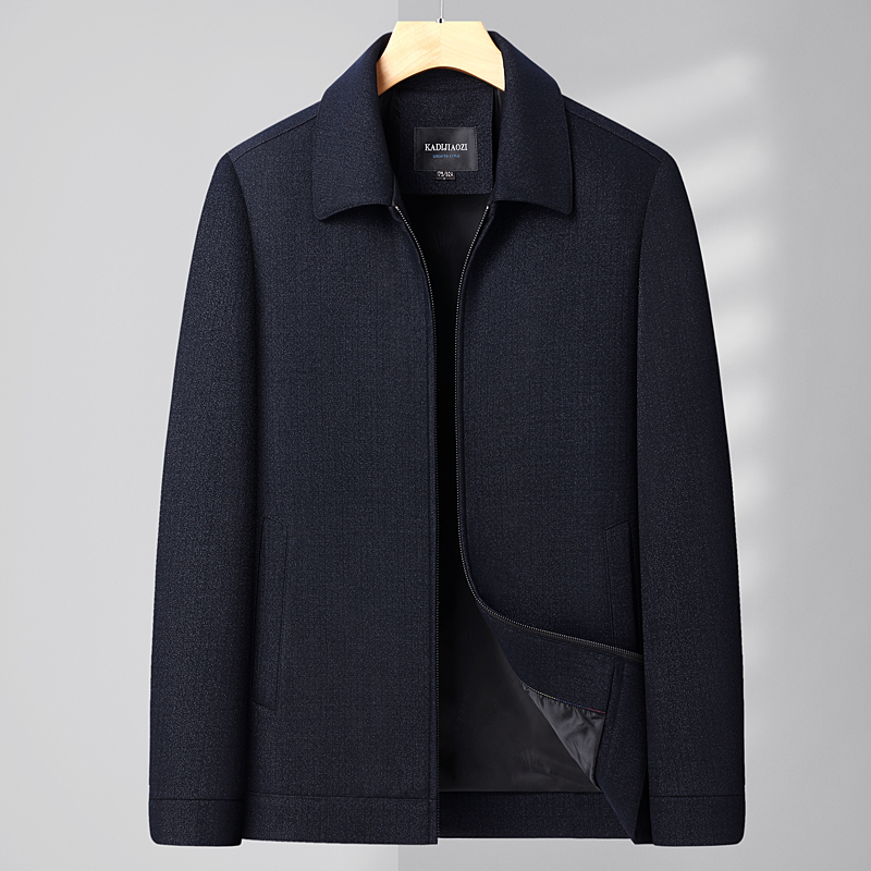 爸爸装夹克男春秋季公务员翻领商务行政干部外套中老年人爷爷上衣