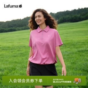 LAFUMA乐飞叶户外吸湿速干半拉链POLO衫 T恤女宽松通勤上衣 短袖