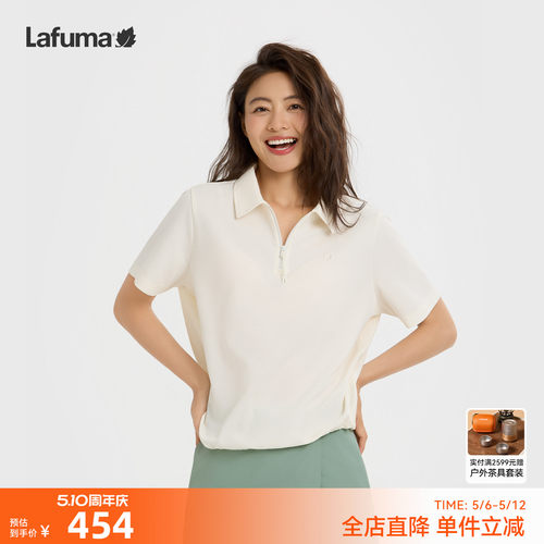 乐飞叶速干半拉链polo短袖T恤女