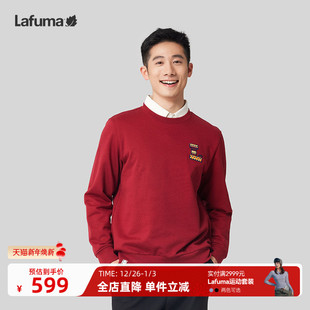 圆领套头上衣打底衫 LAFUMA乐飞叶户外字母绣花红色卫男士 情侣款