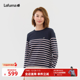 百搭打底衫 LAFUMA乐飞叶户外春夏全棉女士条纹长袖 T恤女休闲时尚