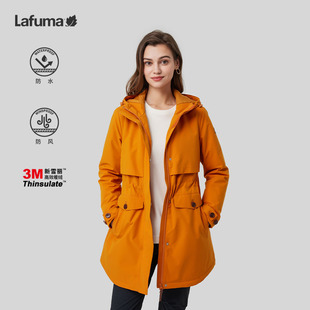 法国LAFUMA乐飞叶户外防水防风中长连帽棉服女保暖棉衣外套