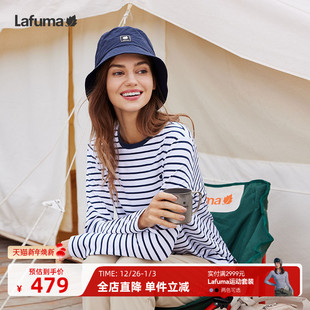 打底衫 LAFUMA乐飞叶户外宽松条纹圆领长袖 T恤女士休闲百搭长袖