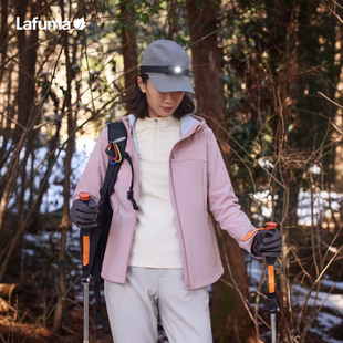 乐飞叶LAFUMA户外CORDURA连帽软壳夹克男女款 防泼水内里加绒