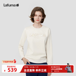 LAFUMA乐飞叶户外2024新款 休闲套头卫衣女士印花圆领长T恤上衣