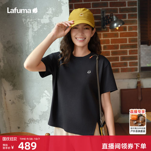 乐飞叶圆领宽松短袖T恤女