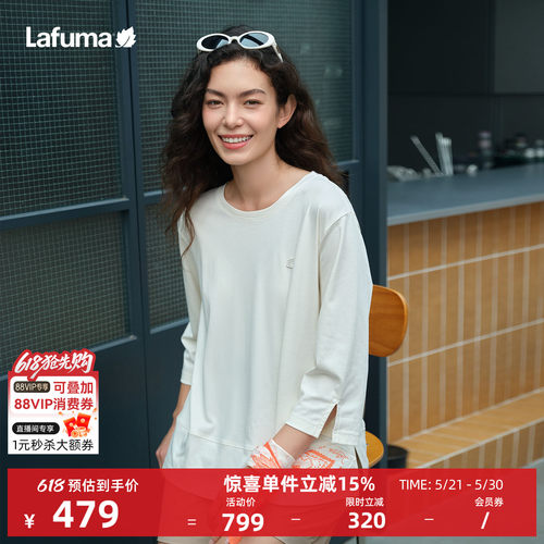 乐飞叶七分袖长袖T恤女士
