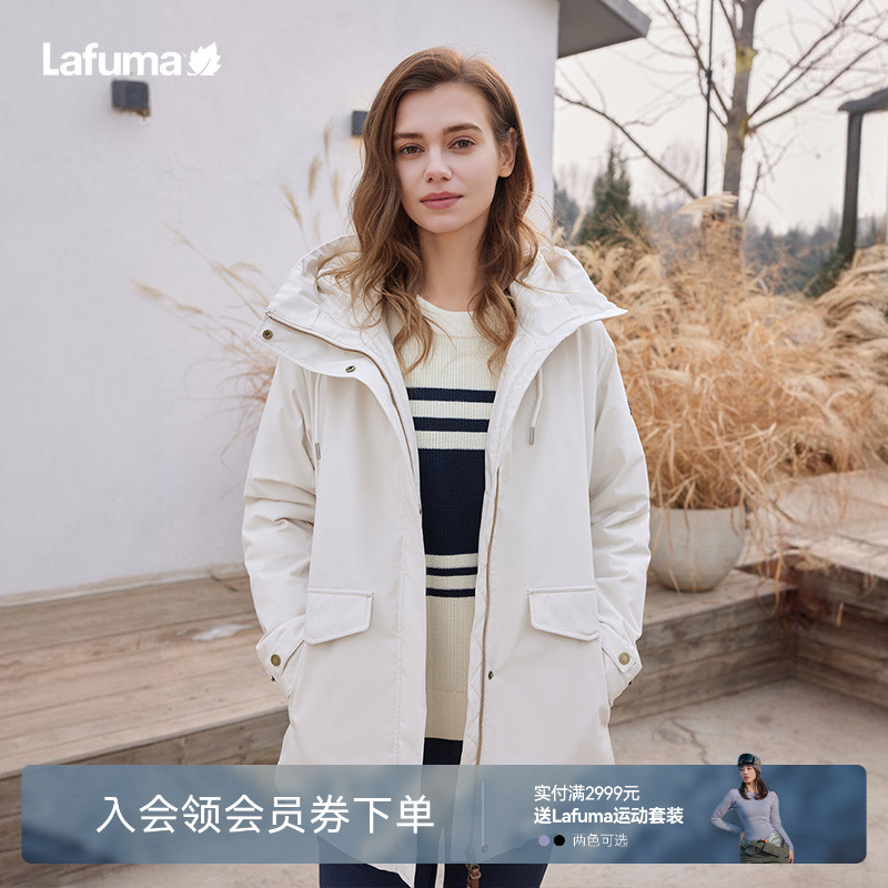LAFUMA乐飞叶户外24秋冬防泼水防风连帽保暖3M棉服女保暖棉衣外套