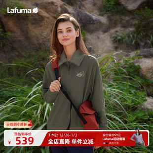 T恤男女打底衫 LAFUMA乐飞叶户外春季 华夫格运动卫衣休闲翻领长袖