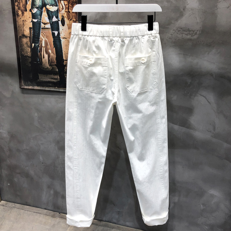 白色牛仔裤男士秋冬季宽松显瘦潮牌韩版修身百搭九分小脚休闲