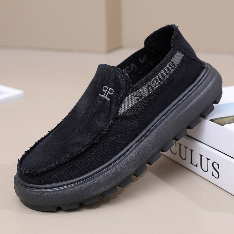 老北京布鞋男一脚蹬防滑透气休闲厚底舒适中老年轻便爸爸鞋黑色,流行男鞋,布鞋,淘宝优惠券,粉丝福利购,淘宝优惠卷