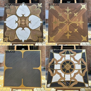 仿金属釉木纹砖800*800拼花防滑地砖客厅卧室餐厅瓷砖实木地板砖