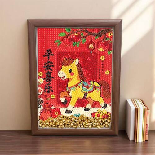 益智玩具马年手工粘钻石新年礼物画制作装饰画自送儿童朋友diy