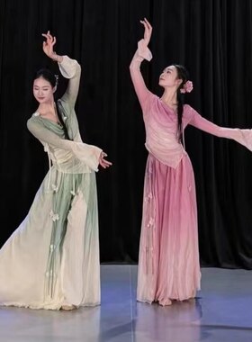 鸳鸯戏古典舞演出服春颂新款纱衣套装洛春赋春三月立春表演服超仙