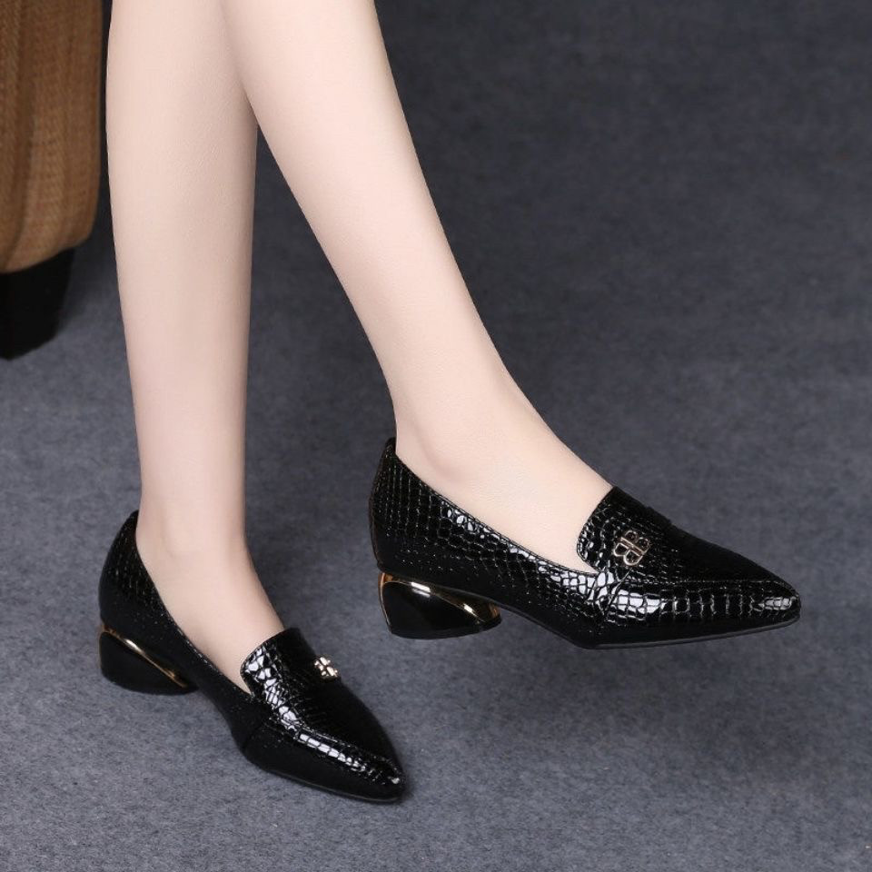 2024新款春季皮鞋女软皮粗跟真皮女鞋春秋中跟单鞋春款平底豆豆鞋,女鞋,浅口单鞋,淘宝优惠券,粉丝福利购,淘宝优惠卷