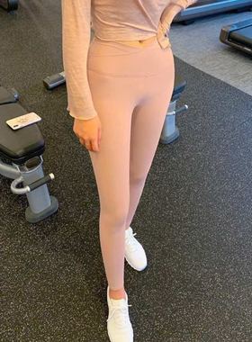 韩国routine瑜伽双腰裤女包裹性强绿色健身运动9分裤修身显瘦裸感