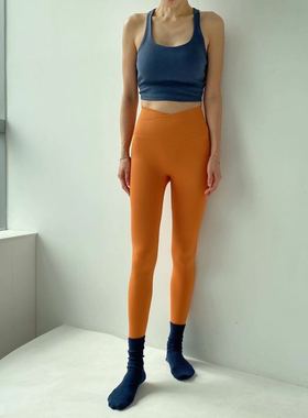 秋冬新款黑色不粘毛 韩国Routine双腰裤 裸感高腰瑜伽健身干提臀